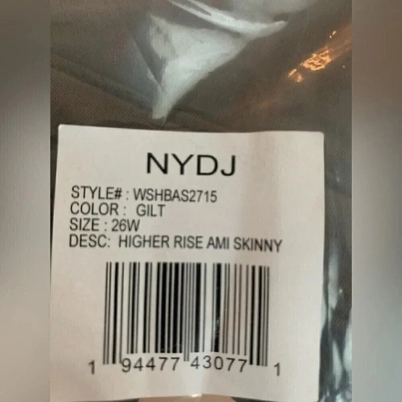 NYDJ Higher Rise Ami Skinny Jeans Color GILT Size 26W - Picture 4 of 4